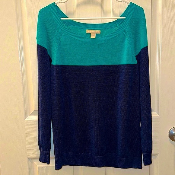 Banana Republic color block navy blue & deep teal long sleeve sweater - Picture 6 of 7